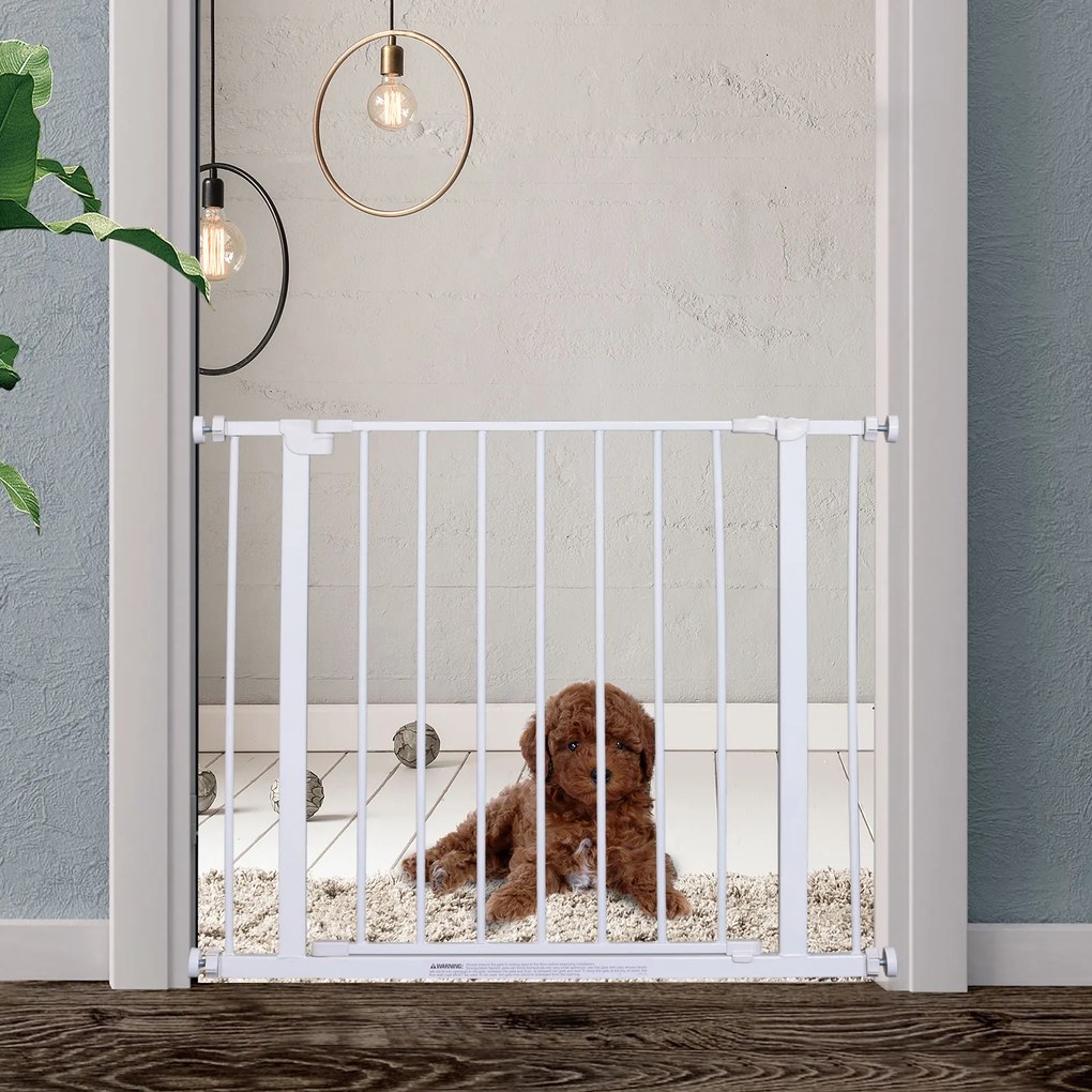 Poarta de Siguranta PawHut pentru Copii si Animale de Companie Alb 76-82x76cm | Aosom Romania