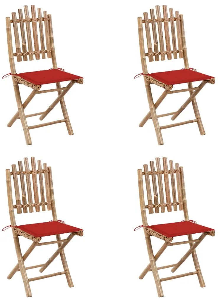 3063966 vidaXL Set mobilier de exterior pliabil, cu perne, 5 piese, bambus