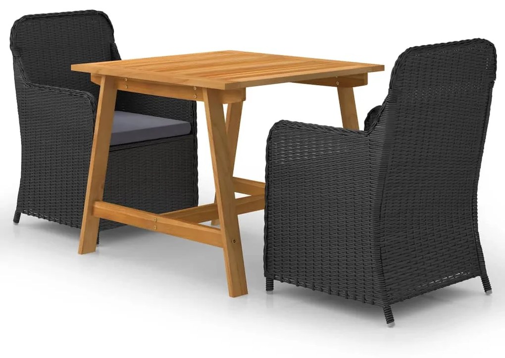 3068714 vidaXL Set mobilier de grădină, 3 piese, negru