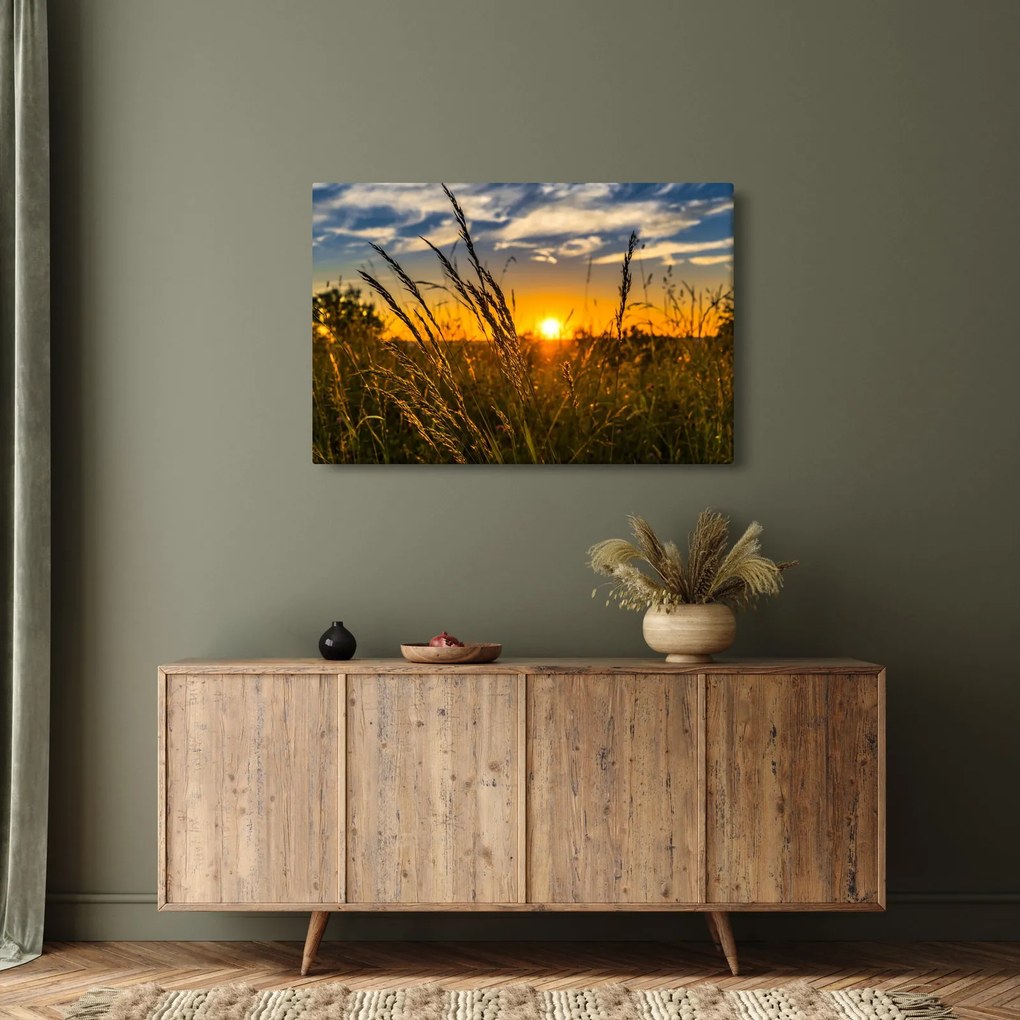 Tablou cu câmp în apus de soare (90x60 cm)