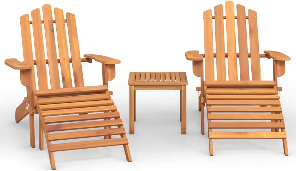 vidaXL Set mobilier de grădină Adirondack, 3 piese, lemn masiv acacia