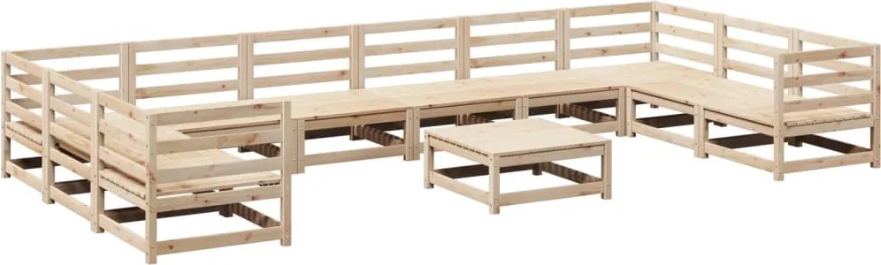 vidaXL Set canapea de grădină, 11 piese, lemn masiv de pin