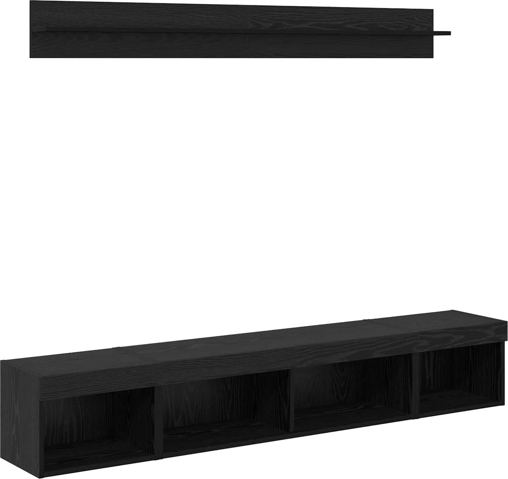 vidaXL Set Dulap pentru Televizor Montat pe Perete 5 pcs Stejar Negru