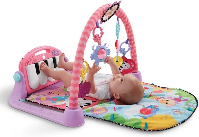 Saltea premium muzicala de Activitati 4 in 1 Kick and Play Piano Gym, Fisher-Price®, Roz