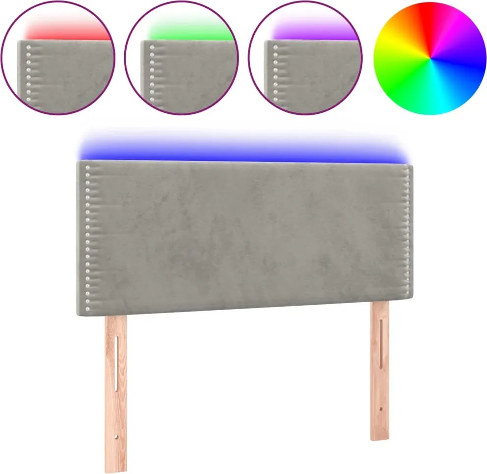 vidaXL Tăblie de pat cu LED, gri deschis, 80x5x78/88 cm, catifea