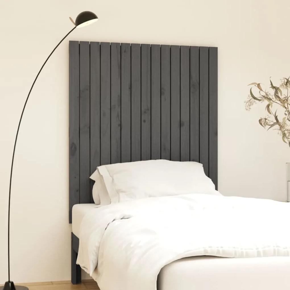 824935 vidaXL Tăblie de pat pentru perete, gri, 95,5x3x110 cm, lemn masiv pin