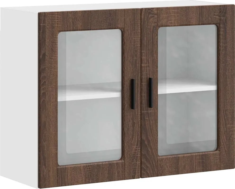 vidaXL Dulap de bucătărie cu ușă din sticlă din stejar maro „Porto”.