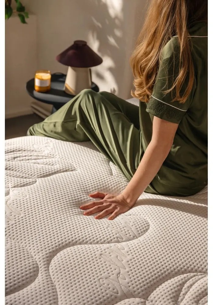 Pat dublu tapițat bej cu spațiu de depozitare cu saltea/ grătar 180x200 cm Myra Pillow - Bonami Selection