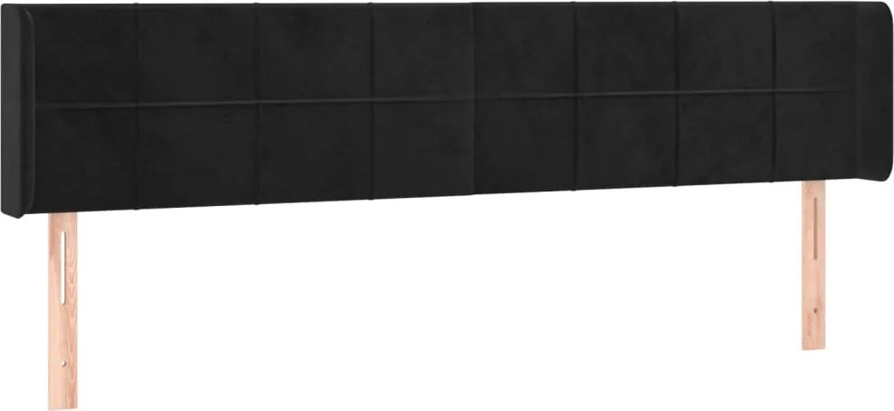 vidaXL Tăblie de pat cu aripioare negru 183x16x78/88 cm catifea