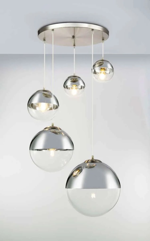 Lustra moderna cu 5 pendule VARUS nickel/crom 15851-5 GL