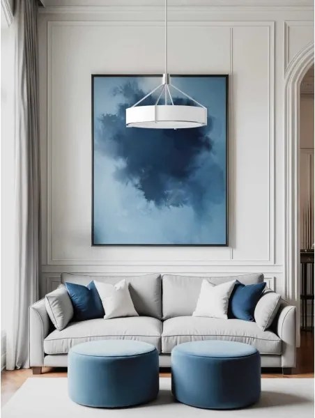 Open Design OR85624 - Lustru pe tijă DORETTO, 4 x E27, 15 W, 230 V, Ø 50 cm, crom mat/alb