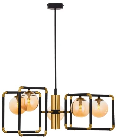 Lustră pe tijă Jupiter 1984 IBRA 5xG9/10W/230V negru/auriu/bej