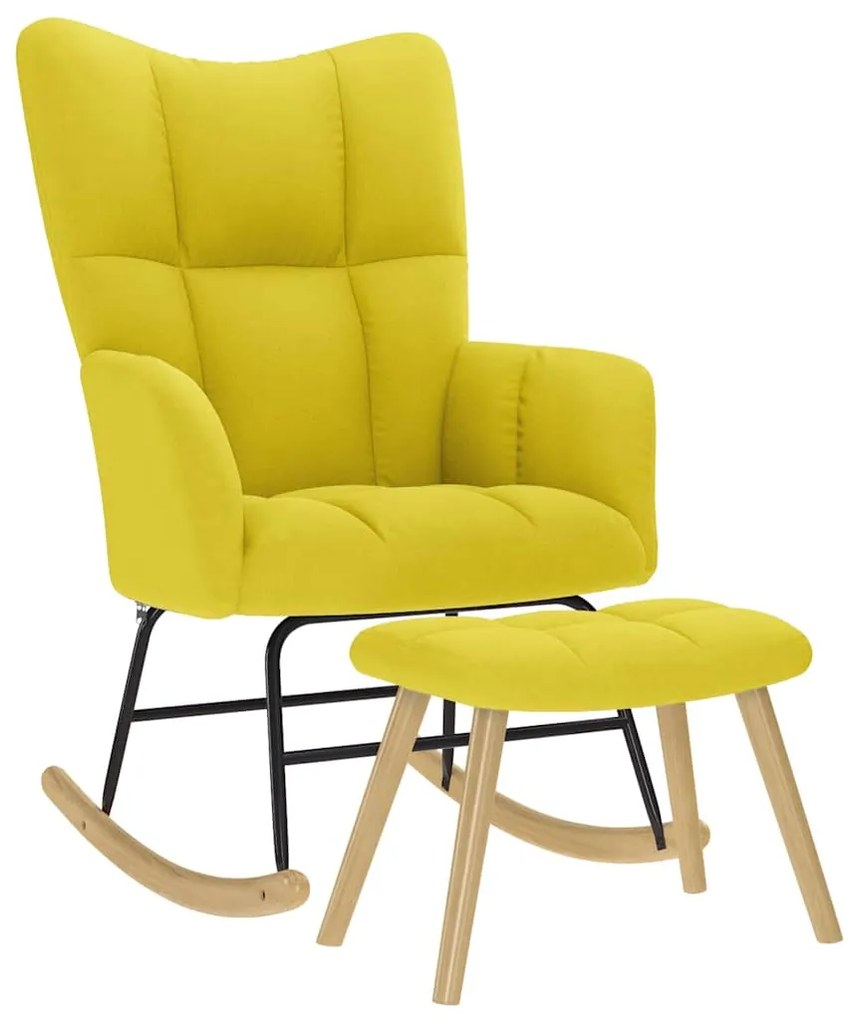 vidaXL Scaun balansoar cu taburet din material galben deschis