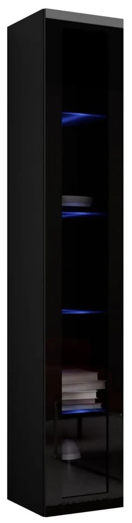 Vitrină Zylia (Negru + Negru lucios ) (iluminat LED RGB color). 1058208