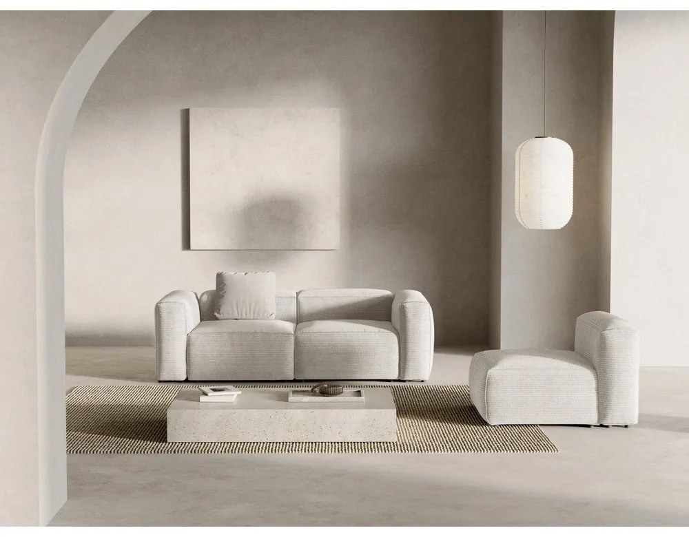 Canapea bej cu tapițerie din catifea reiată 224 cm Bergamo – Cosmopolitan Design