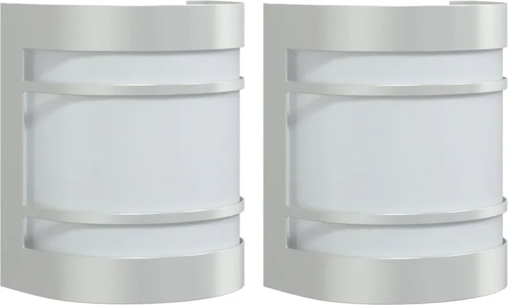 vidaXL Corpuri de iluminat exterior de perete 2 buc argintiu oțel inox