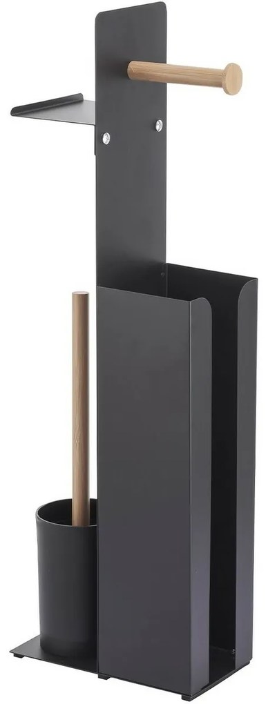 Suport pentru hârtie igienică cu perie și suport Spirella Yoni 67 x 22 x 12 cm, negru