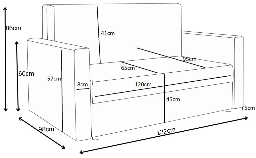 Supermobel Canapea extensibila TWICE, 132x86x98, kornet 02/kornet 10