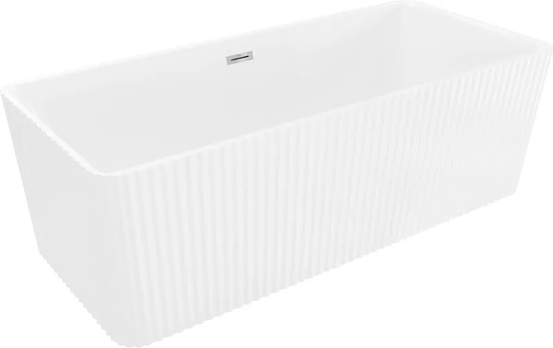 Mexen Nila cadă freestanding canelată 170 x 75 cm, albă, preaplin crom - 52841708000-01
