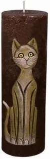 Lumânare decorativă Pisica maro, 22 cm