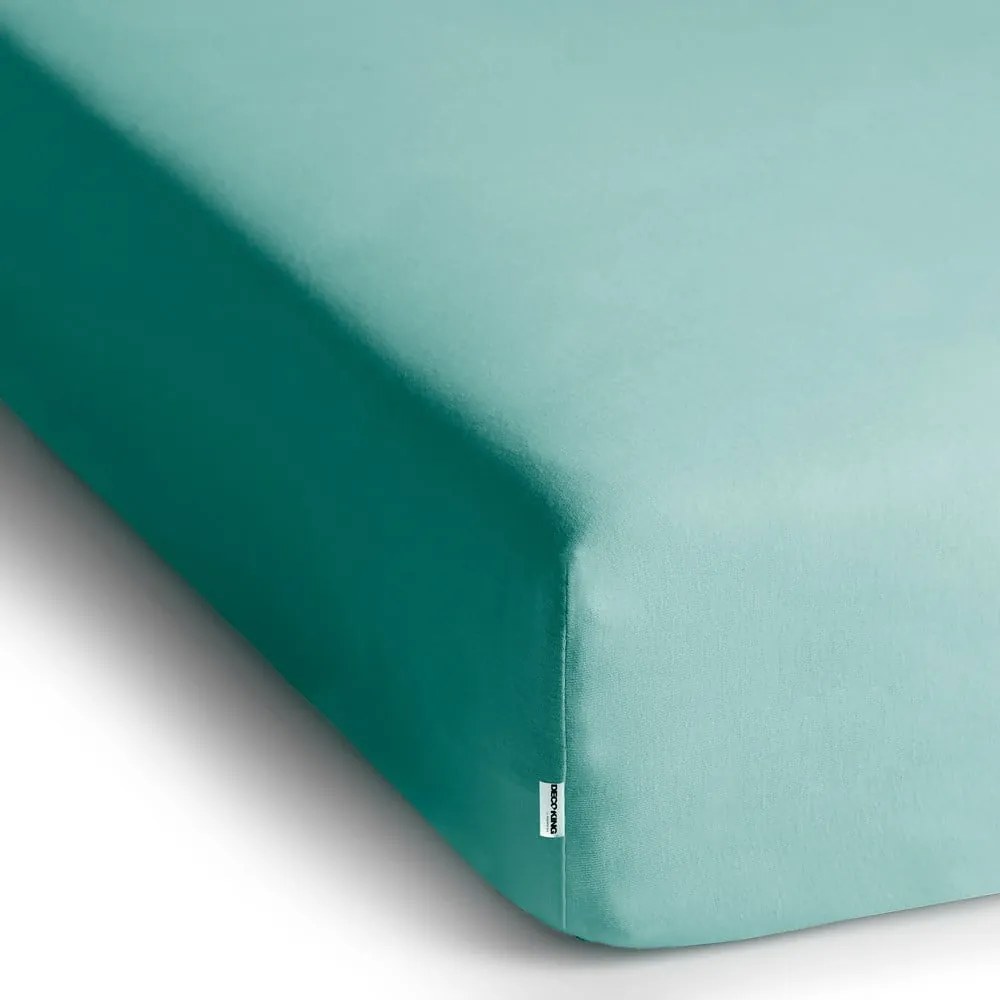 Cearceaf turcoaz din jerseu cu elastic 140x200 cm Amber – Restilo