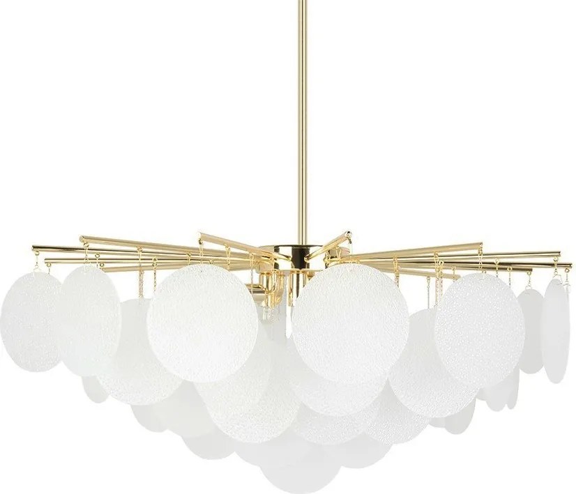 Lustra suspendata metal auriu si sticla SUONO 80