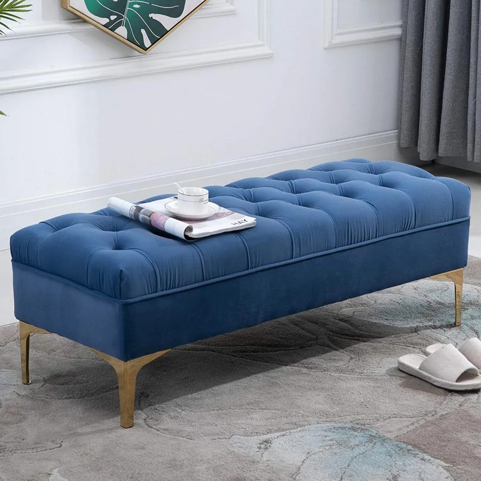BAAL202 - Bancuta 118 cm, Canapea, sofa, bancheta, banca living, dormitor, hol - Albastru / Verde / Crem / Gri