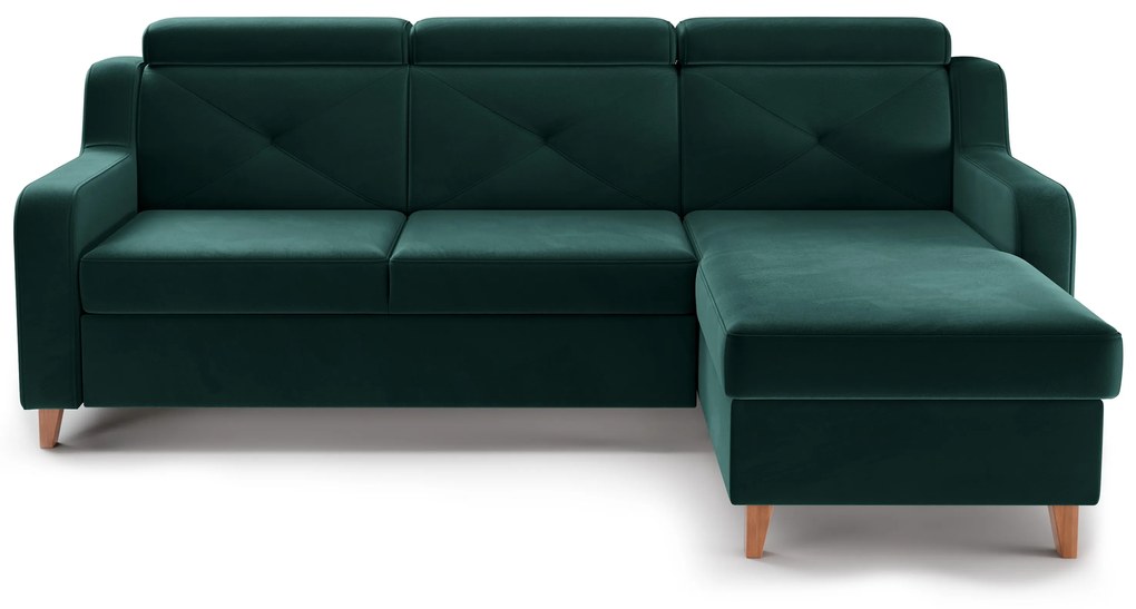 Colțar extensibil Laksaro pe dreapta - catifea verde Trinity 28