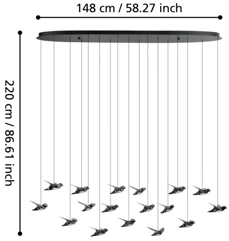 Lustră LED dimabilă pe cablu Eglo 390353 PARATEBUENO 17xLED/3W/230V negru
