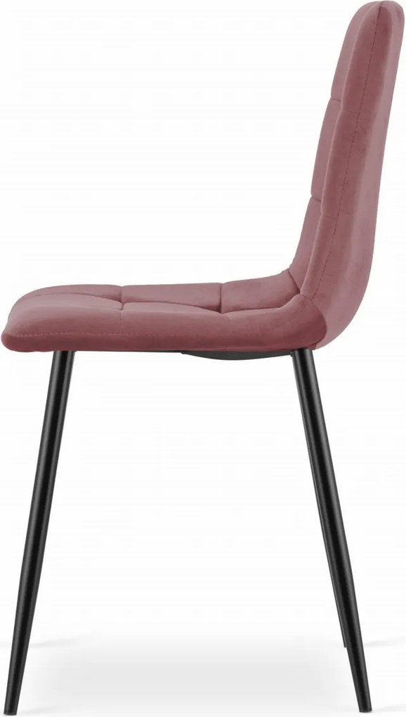 OFERTA Scaun de catifea roz KARA cu picioare negre II. calitate