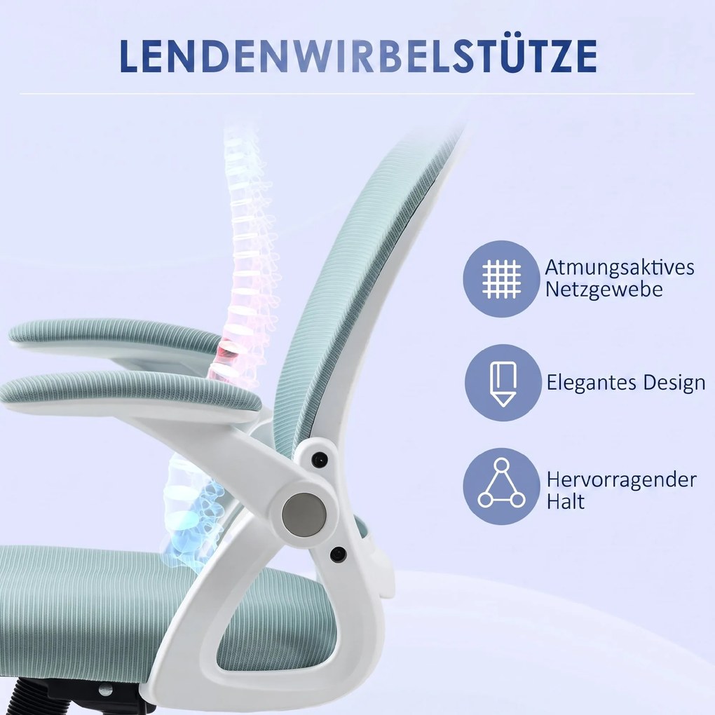 Vinsetto Scaun Birou Ergonomic Albastru Dimensiuni Variabile Suport Lombar Integrat | Aosom Romania