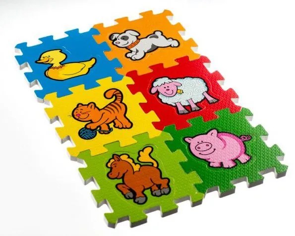 Puzzle din spumă - Primele mele animale 15x15x1,2cm, 6buc MPZ