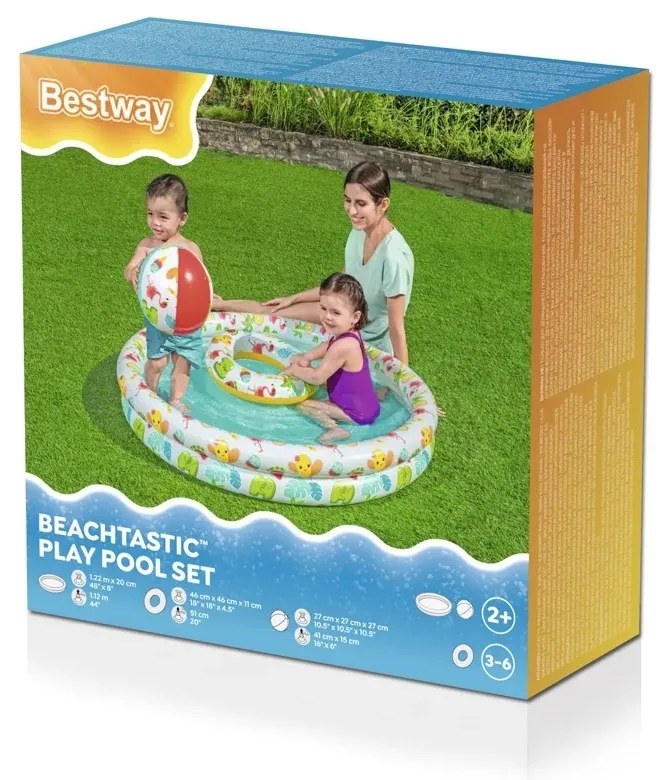 Bestway Set gonflabil - piscină 122 cm, colac 46cm, minge 27 cm