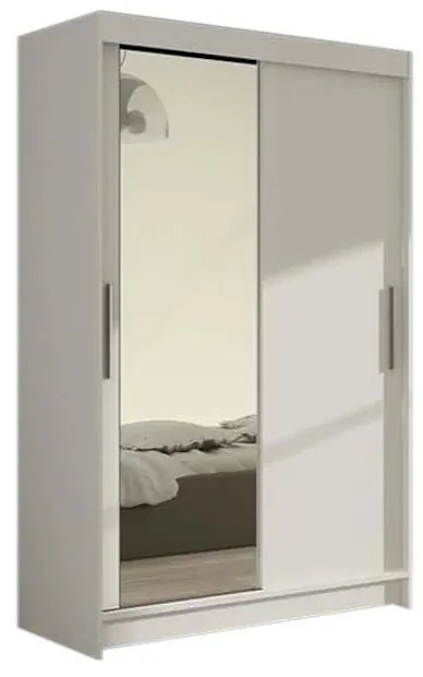 Expedo Dulap dormitor cu uşi glisante FLORIA VI cu oglindă, 120x200x58, alb mat