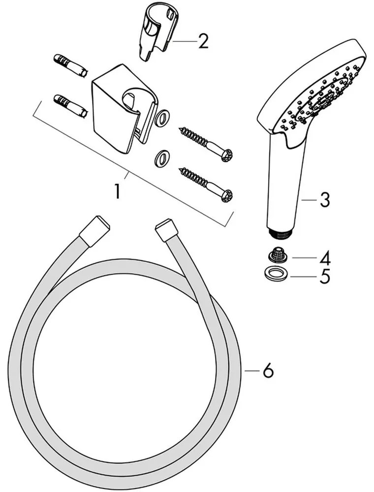 Set dus cu para, suport fix si furtun 125 cm incluse alb crom Hansgrohe, Croma Select E Vario