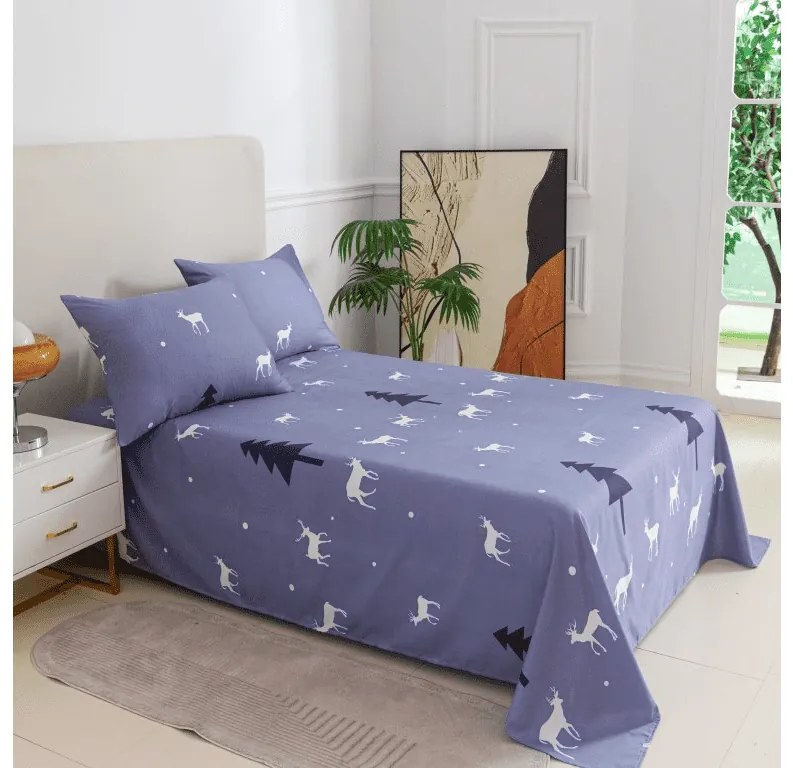 Cearsaf si fata de perna DEER AND TREE Dimensiune: 2 ks 50 x 70 cm | 200 x 240 cm