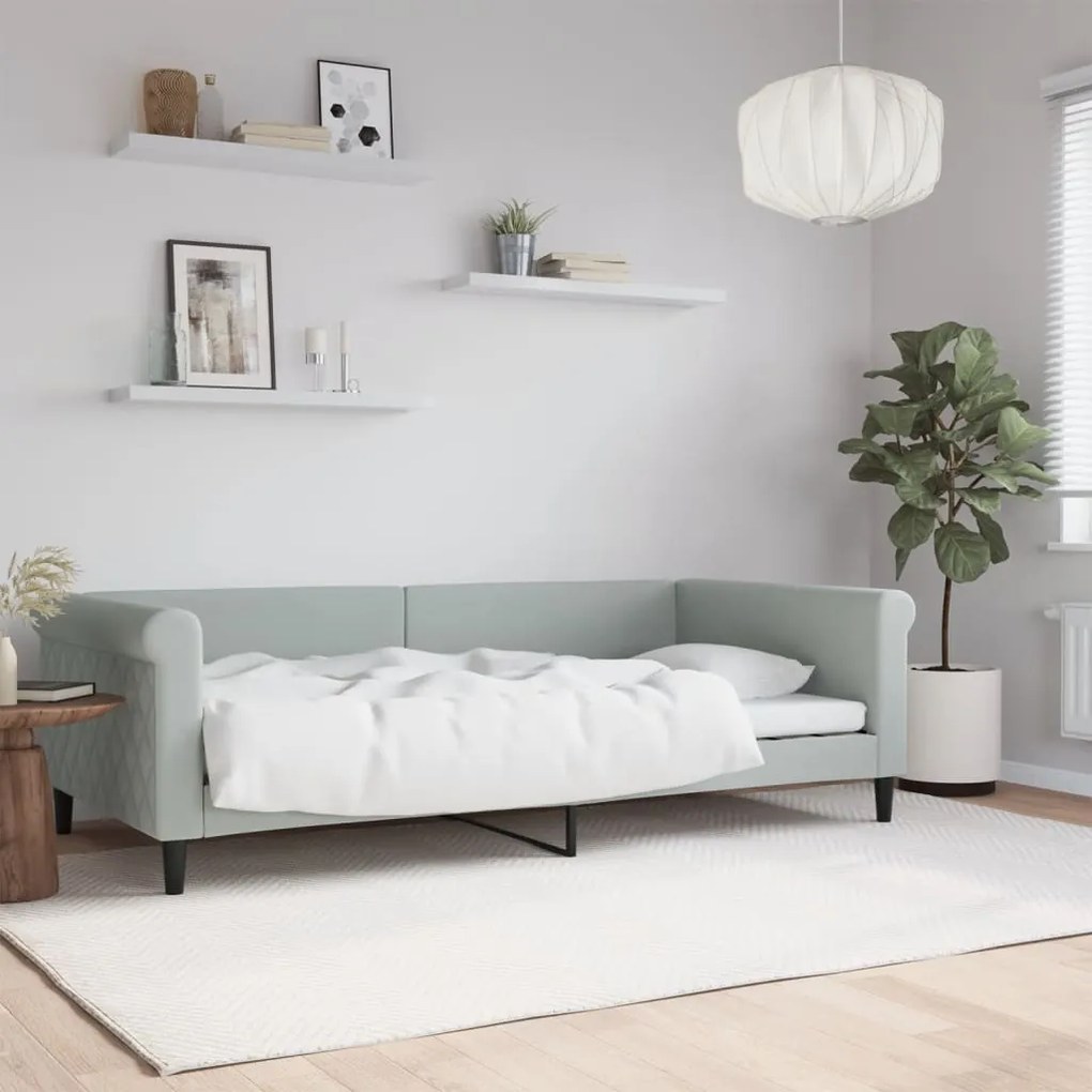 354251 vidaXL Cadru de pat, gri deschis, 100x200 cm, catifea