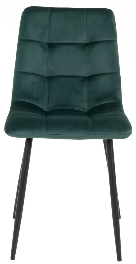 Scaun dining verde din catifea cu picioare negre Middelfart