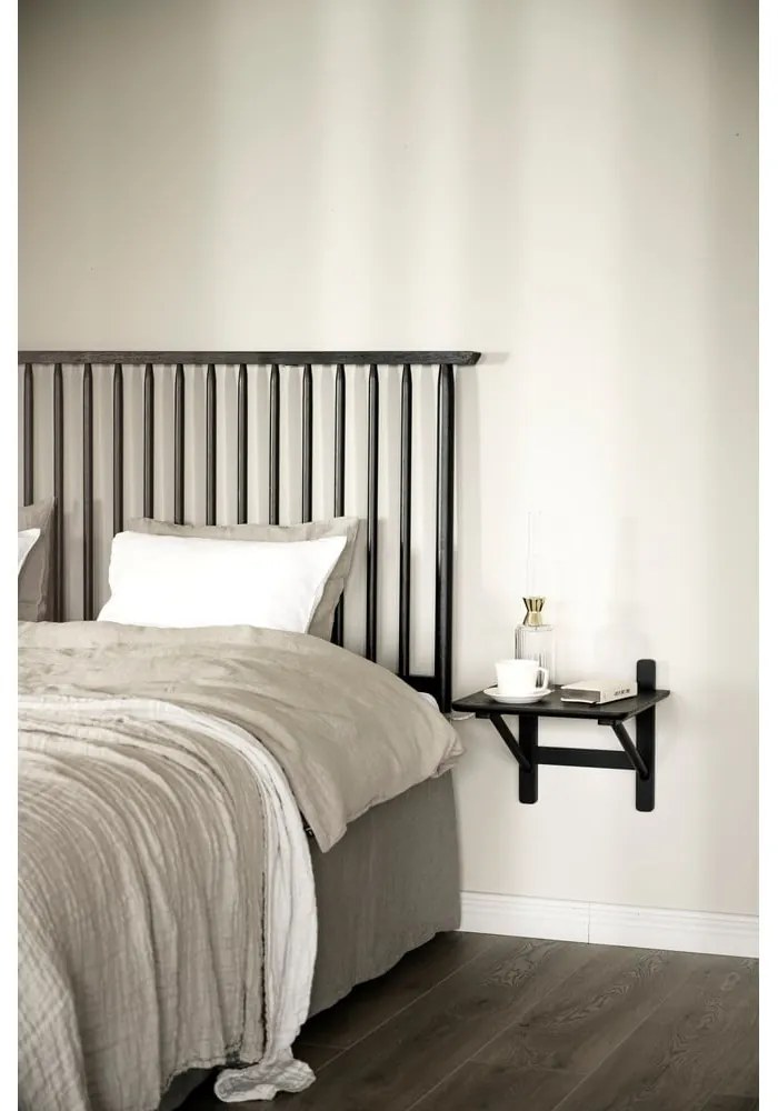 Tăblie de pat neagră din lemn masiv de stejar 194x84 cm Riggins - Rowico