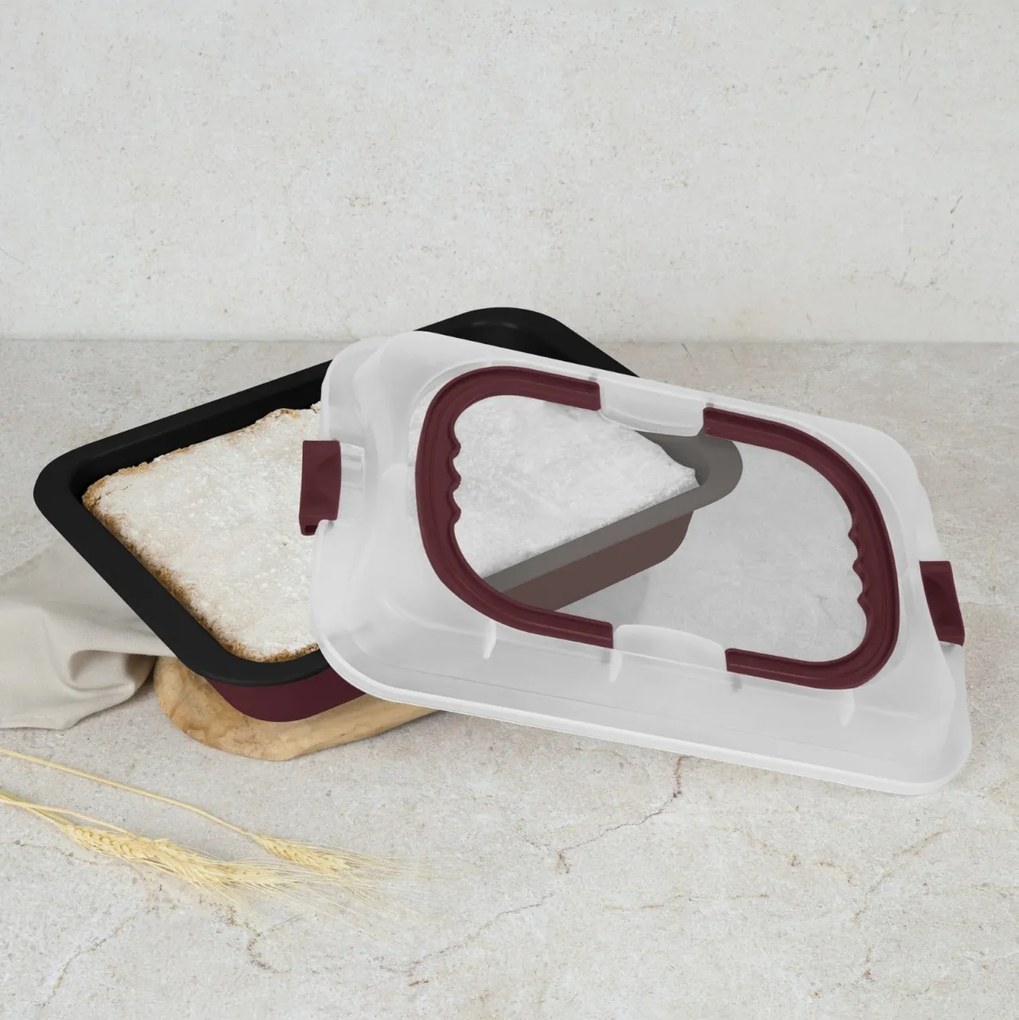Tava cu capac plastic 36,5 x 24,5 Leonardo Berlinger Haus BH 8636, visiniu mat