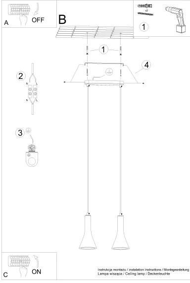 Lustră pe cablu Sollux SL.1224 REA 2xE14/12W/230V beton