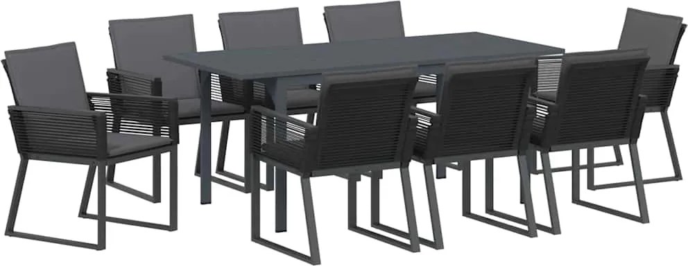 vidaXL Set de masă pentru grădină 9 pcs Antracit poliratan