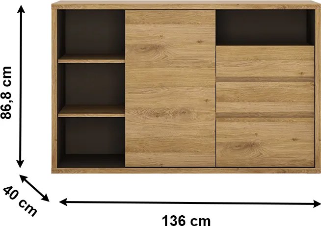 Comodă, stejar shetland, SHELDON TIP 43
