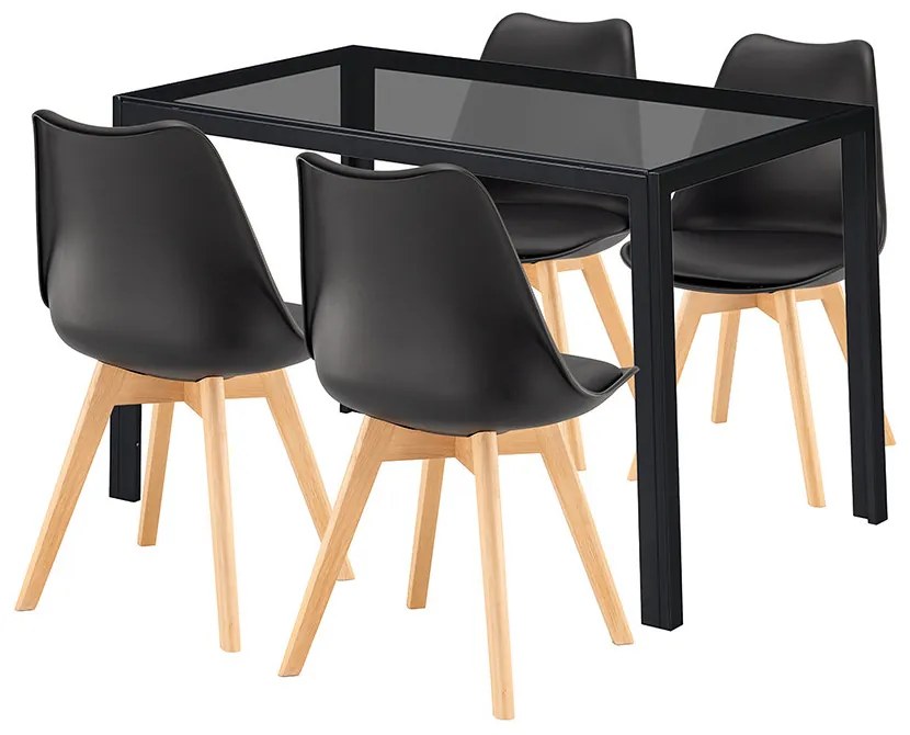 Treva 4+1 set de sufragerie negru-negru