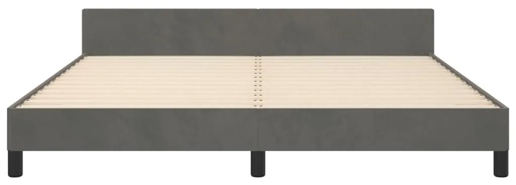 Cadru de pat cu tablie, gri inchis, 180x200 cm, catifea Morke gra, 180 x 200 cm, Cu blocuri patrate