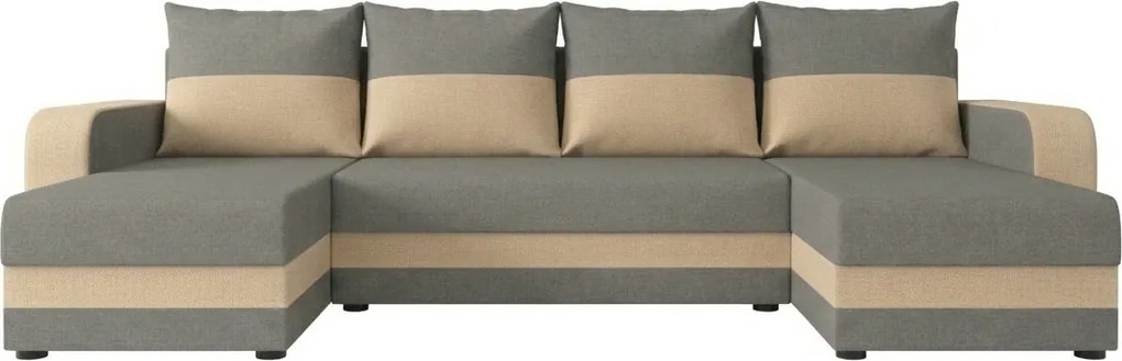 Coltar extensibil in forma de U VALERIO, gri deschis/bej, 305x140 cm