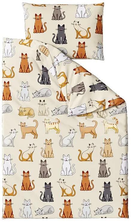 Lenjerie de pat din bumbac COLORED CATS BLEND crem Dimensiune lenjerie de pat: 70 x 90 cm | 140 x 200 cm