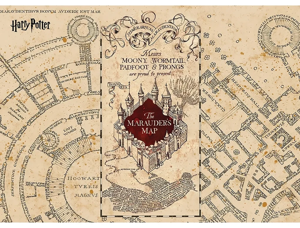 Tapet foto pentru copii Harry Potter Marauders Map252 x 182 cm, 4 părți