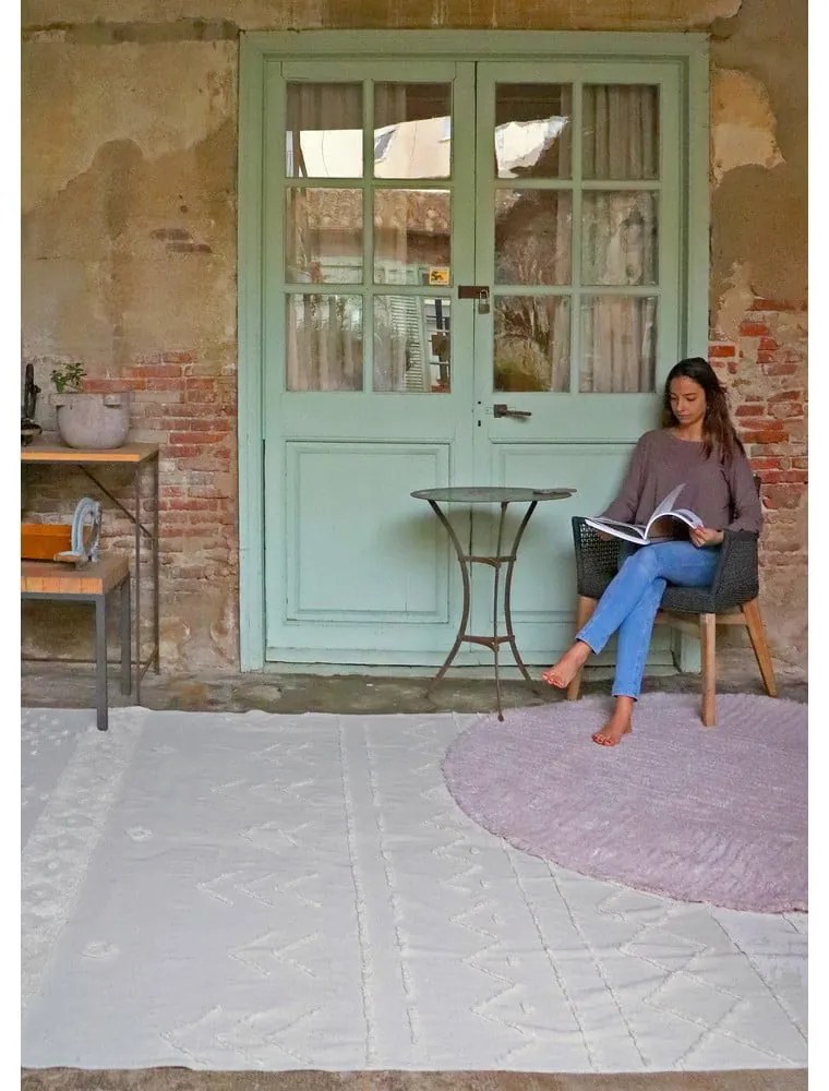 Covor alb lavabil/țesut manual din bumbac 200x300 cm Tribu Natural – Lorena Canals