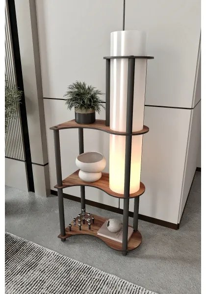 Lampă de podea cu polițe NOTO 1xE27/40W/230V maro/negru